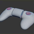 White Ergonomic Computer Gaming Controller With 3D Model Smooth Surface And Dual Circular Buttons 3d model