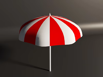 Red And White Striped Umbrella For Outdoor Beach Sunshade With Classic Design 3d model