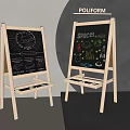 Wooden Easel Chalkboards With Food And Space Themed Drawings For Kids