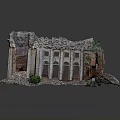 Ancient Ruin Architectural Model With Weathered Stone Walls Columns And Arched Openings