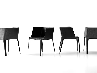 Modern Dining Chairs With Black Fabric Seats Sleek Metal Legs And Contemporary Design 3d model