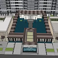 Modern Entrance Gate Design With Glass Curtain Metal Frame And Decorative Ground