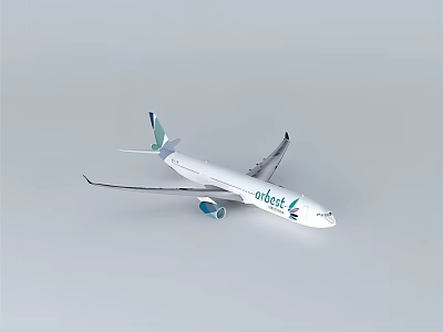 White Commercial Airplane Model Featuring Airbaltic Logo Green Blue Tail And Blue Engines 3d model