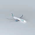 White Commercial Airplane Model Featuring Airbaltic Logo Green Blue Tail And Blue Engines