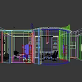 Modern Office Interior Design With Curved Glass Partition Wooden Elements And Meeting Table