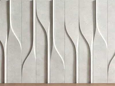 Gray 3D Background Wall With Wavy Design And Textured Concrete Surface 3d model