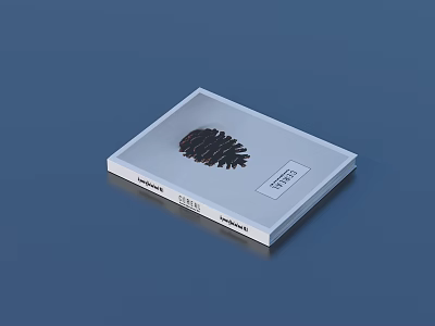 White Book Cover Featuring Black Pine Cone Decoration And Elegant Minimalist Design 3d model