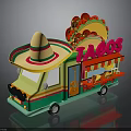 Vibrant Taco Truck With Sombrero Tacos Sign Guitar Awning And Food