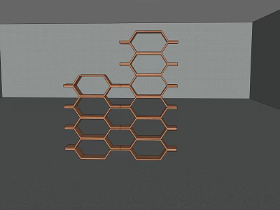 Modern Copper Hexagonal Geometric Shelf for Books and Magazines 3d model