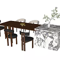 Middle Style Dining Table and Chair Dining Chair Dining Table 3d model