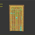 Traditional Wooden Door With Intricate Carvings Classic Design And Metal Decorations