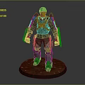 Camouflage Mechanical Armor Character With Dual Back Mechanical Arms On Round Base 3d model