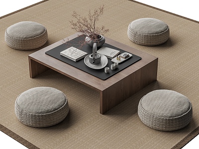 Japanese-style Tatami Tea Table Futon Cushion Tatami Cushion Woven Cushion 3d model