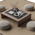 Japanese-style Tatami Tea Table Futon Cushion Tatami Cushion Woven Cushion 3d model