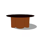 Modern Round Coffee Table with Black Top and Brown Column Legs Design 3d model