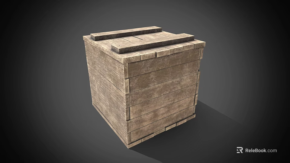 Wooden Crate With Natural Wood Texture Solid Square Structure And Top Planks 3d model 