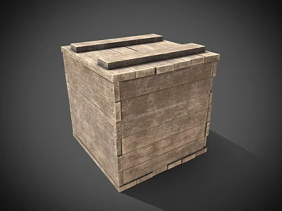 Wooden Crate With Natural Wood Texture Solid Square Structure And Top Planks 3d model