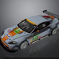 Light Blue Racing Car With 97 Number Gulf Martini Logos And Rear Wing