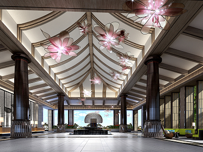 New Chinese Hall Hotel Lobby model