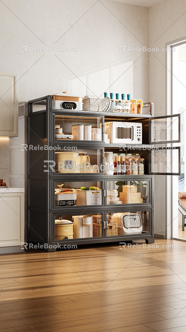 Storage Rack Kitchen Storage Rack Kitchen Appliances White Metal Cabinet Kitchen Ornaments Kitchen Utensils Coffee model