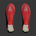 Red Athletic Soccer Shoes With White And Yellow Accents And Spiked Soles