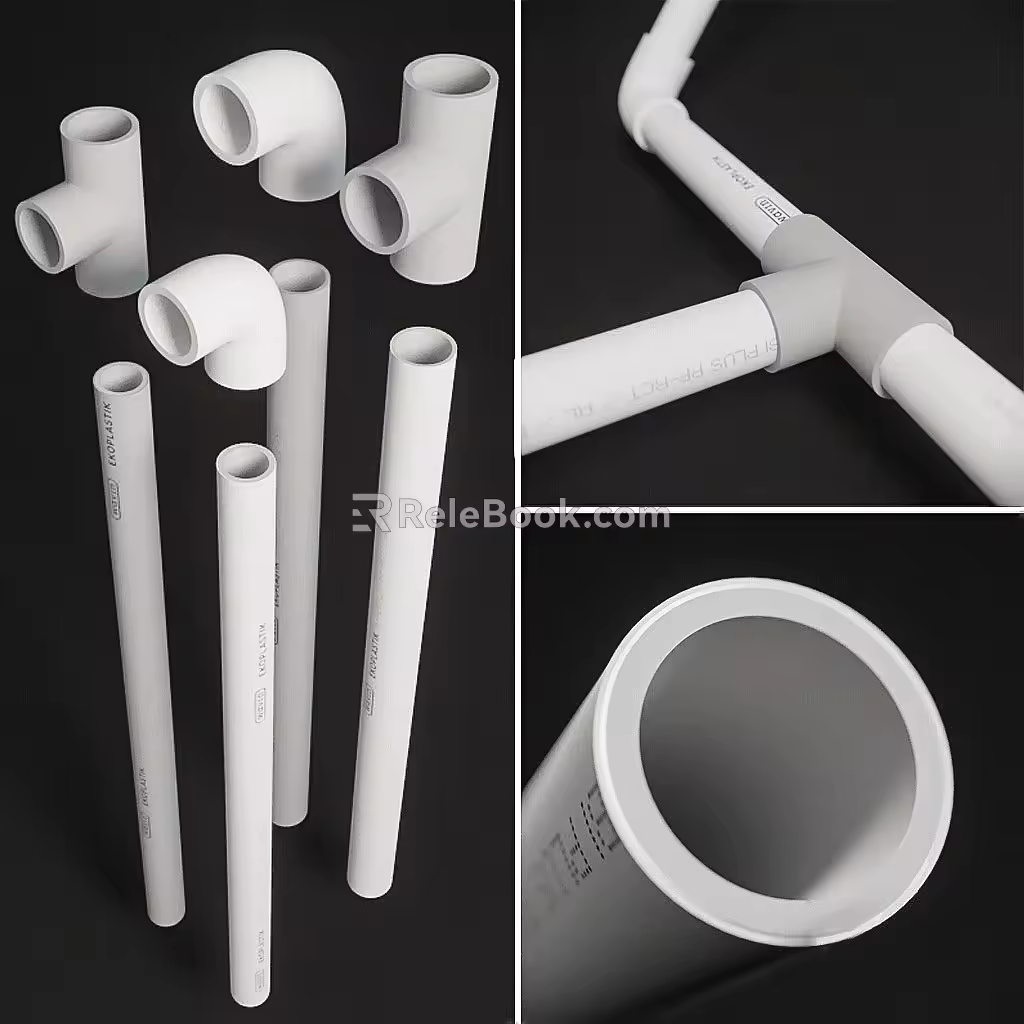 Modern water pipe plastic three-way ball valve water pipe combination three-way valve plastic water pipe hardware combination water supply and drainage pipe 3d model
