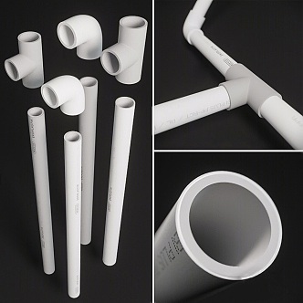 Modern water pipe plastic three-way ball valve water pipe combination three-way valve plastic water pipe hardware combination water supply and drainage pipe 3d model