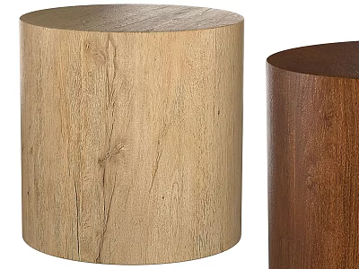 Two Wooden Cylindrical Side Tables With Different Colors And Round Tops 3d model