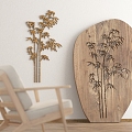 Chinese Bamboo Silhouette Bamboo Bamboo Culture Carving Basket Empty Shady Carving Plate Carving Picture Silhouette Bamboo Element Decorative Board Partition Chair Bamboo 3d model