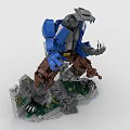 Blue And Brown Mechanical Robot Figure Constructed With Detailed Building Blocks