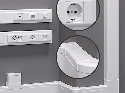 White Decorative Ornament Set With Socket Switch Panel USB Ports And Corner Cover Plates 3d model