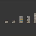 Various Architectural Models With Miniature Buildings And Design Details Displayed On White Background