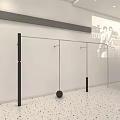 Modern Minimalist Clothing Store Interior With Metal Racks Mirrors And White Speckled Flooring
