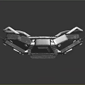 Futuristic Mechanical Weapon Metallic Structure With Square Panels Bolts Central Lens And Reflective Surface