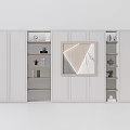 Modern White Bookcase With Open Shelves Decorative Items And Stylish Panel Design 3d model