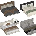 Modern Double Bed Designs With Various Colored Headboards Bed Sheets And Nightstands 3d model