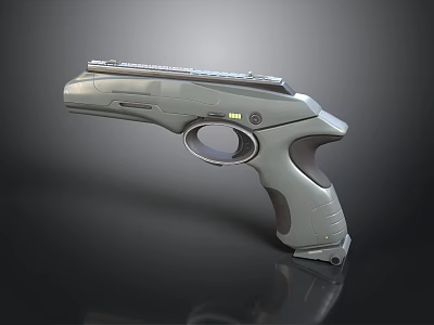 Futuristic Sci Fi Pistol With Sleek Metallic Grip And Trigger Design 3d model