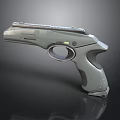 Futuristic Sci Fi Pistol With Sleek Metallic Grip And Trigger Design