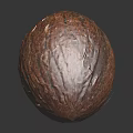 Brown Textured Coconut with Rough Surface on Black Reflective Background 3d model
