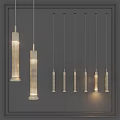 Multiple Modern Brass Pendant Lights Hanging On Dark Wall With Metallic Design 3d model
