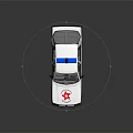 White and Black Ambulance Vehicle With Blue Emergency Lights And Red Cross Symbol