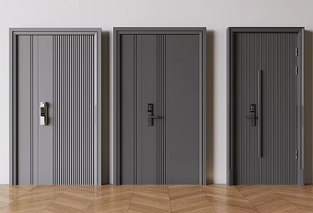 Italian-style entrance door security door solid wood door swing door smart door lock fingerprint password 3d model
