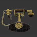 Vintage Telephone Design With Brass Accents Wooden Base And Rotary Dial
