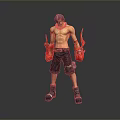 Shirtless Anime Male Figurine With Black Headband Shorts Red Gloves Blue Shoes Holding Red Objects 3d model