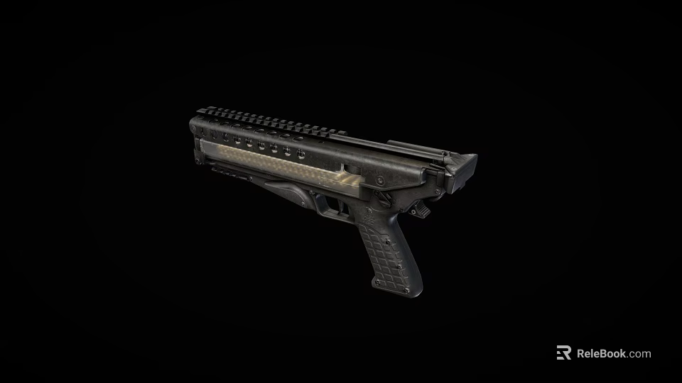 Modern Tactical Pistol With Black Finish Textured Grip And Rail System Design 3d model 