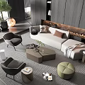 Minotti Sofa Coffee Table Combination Curved Sofa Three-Seat Sofa Multi-Person Sofa Coffee Table 3d model