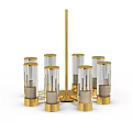 Elegant Modern Golden Glass Cylinder Chandelier with Transparent Shades and Metal Frame