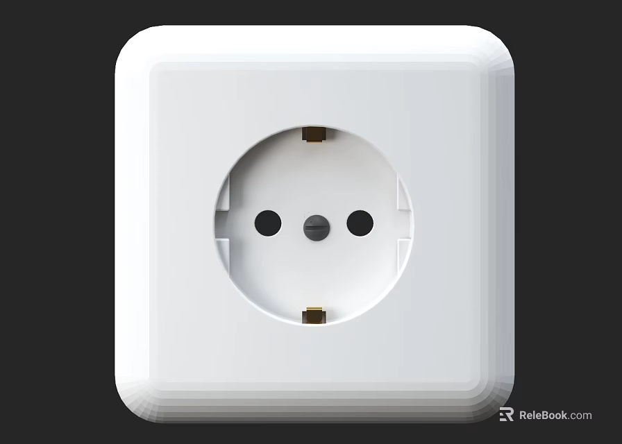 White European Style Power Socket With Round Holes For Indoor Electrical Use 3d model 
