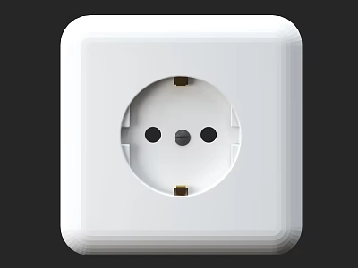 White European Style Power Socket With Round Holes For Indoor Electrical Use 3d model