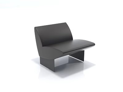 Modern Single Leather Sofa With Curved Backrest Square Base For Living Room Decor 3d model